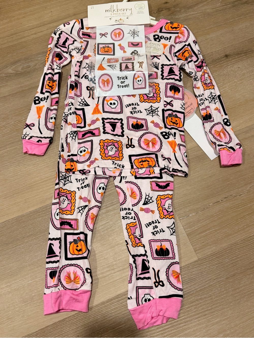 Milkberry Pink Halloween Kids Pajama Set - Trick or Treat Print size 2t